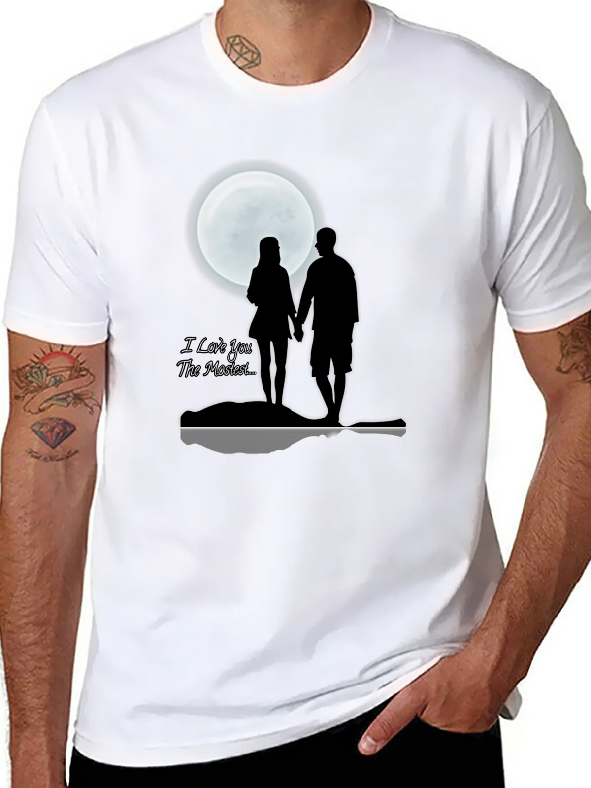 Romantic Moonlit Couple T-Shirt - I Love You The Mostest product image 10