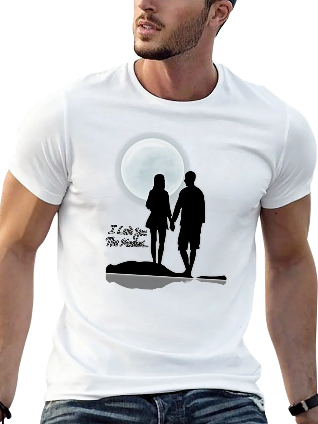 Romantic Moonlit Couple T-Shirt - I Love You The Mostest product image 4