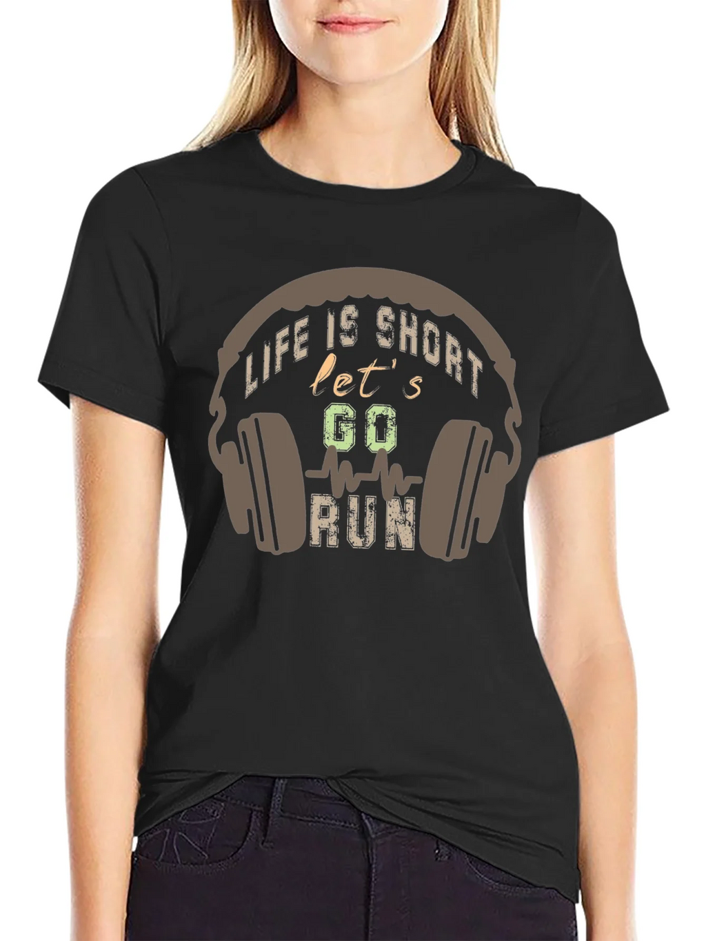 Life is Short Lets Go Run Black T-Shirt product image 1