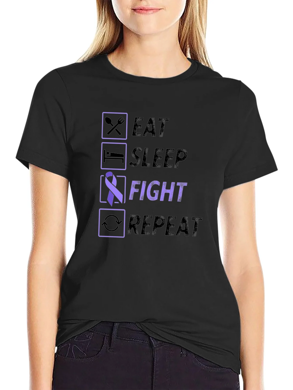 Eat Sleep Fight Repeat Awareness T-Shirt product image 5