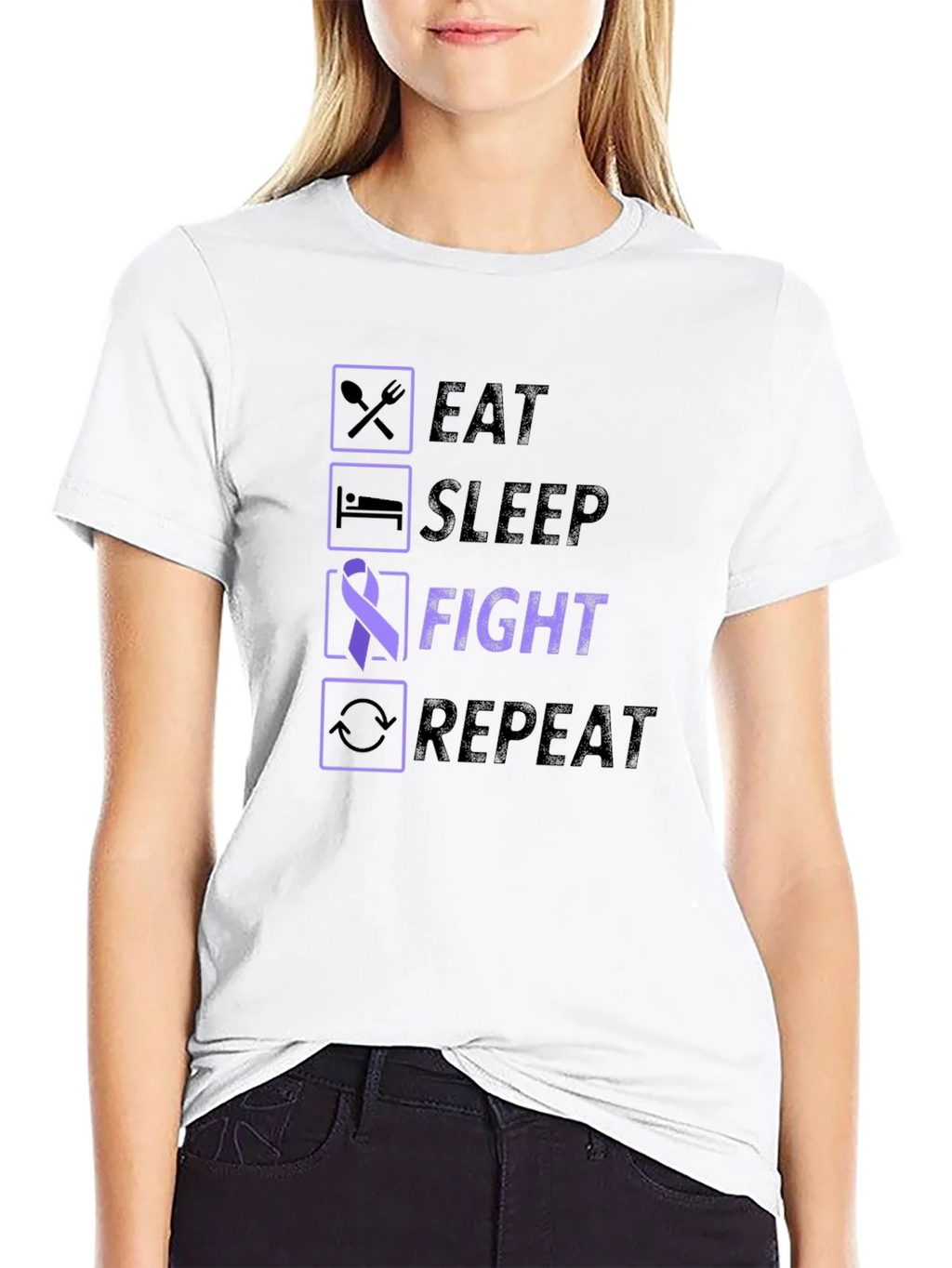 Eat Sleep Fight Repeat Awareness T-Shirt product image 11