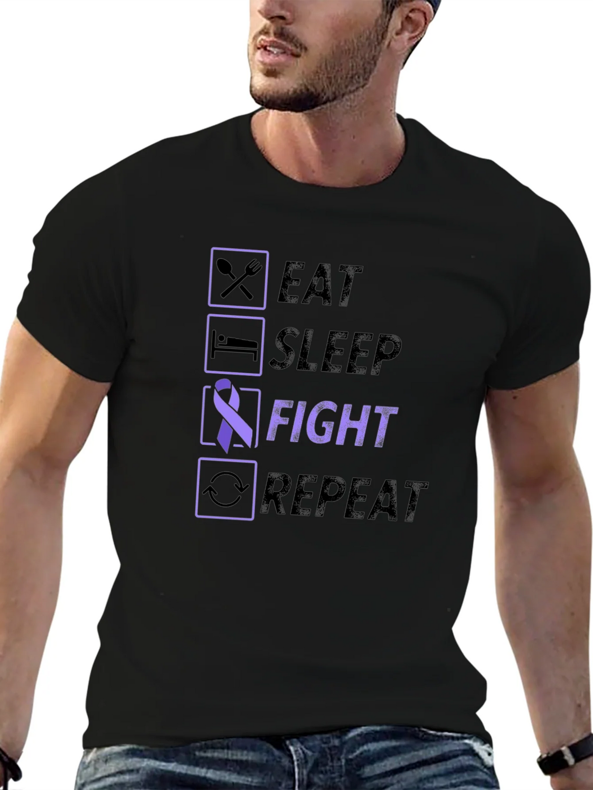 Eat Sleep Fight Repeat Awareness T-Shirt product image 9