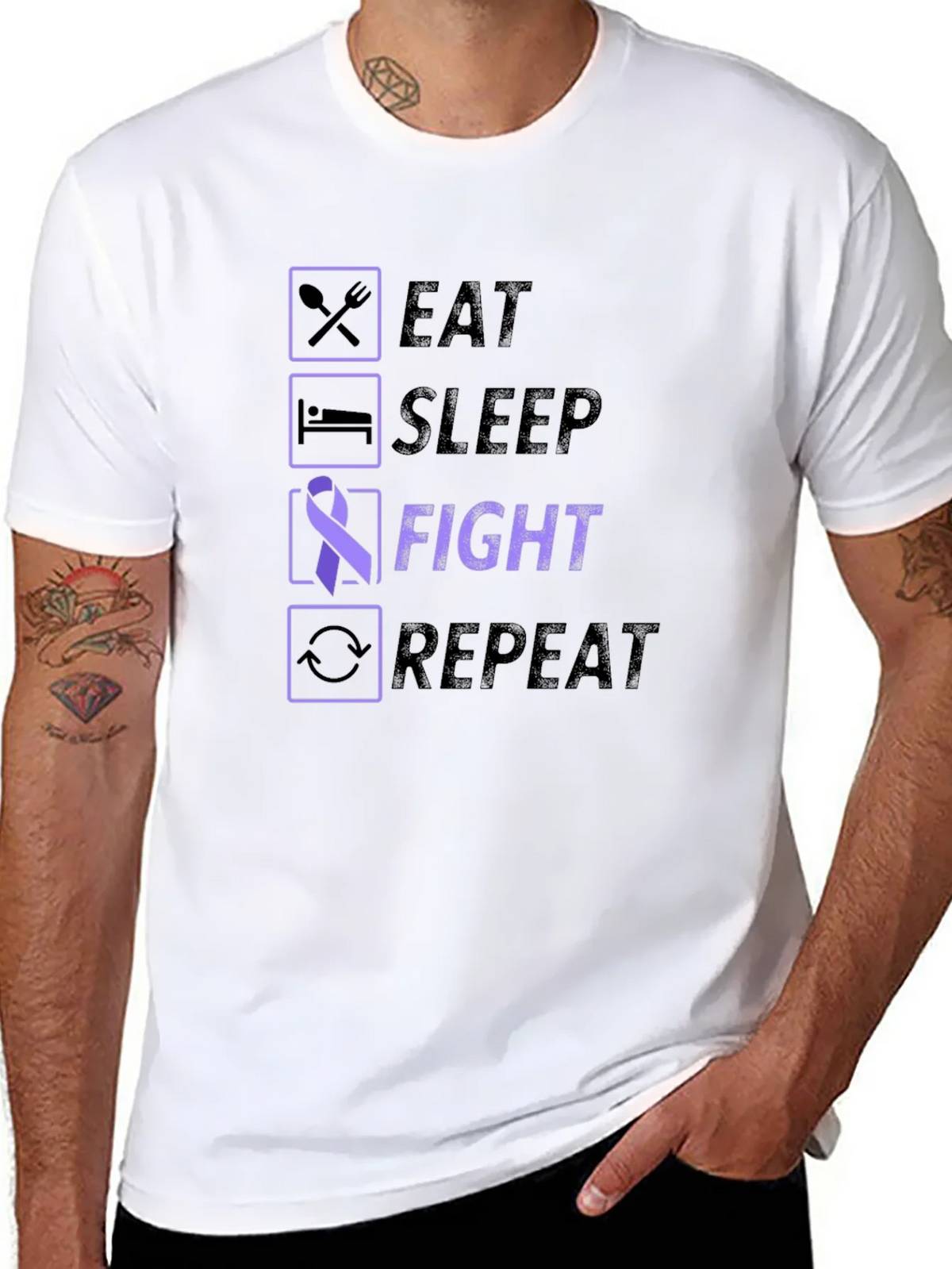 Eat Sleep Fight Repeat Awareness T-Shirt product image 10