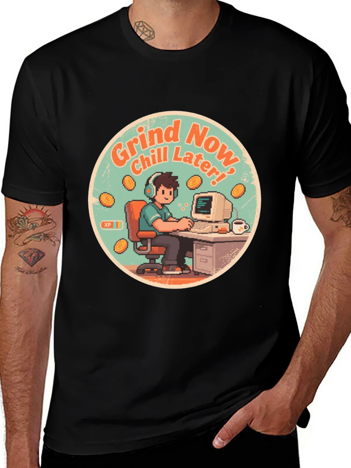 Grind Now Chill Later Black T-Shirt product image 1