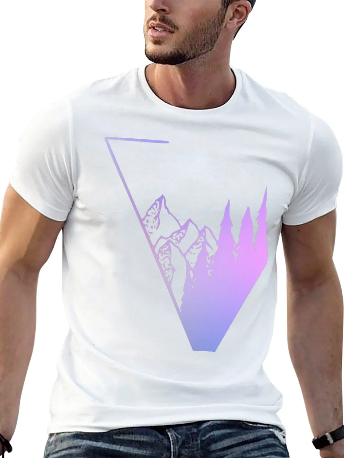 Geometric Mountain & Tree Graphic Tee product image 4
