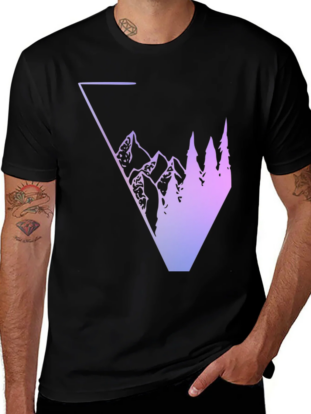 Geometric Mountain & Tree Graphic Tee product image 1