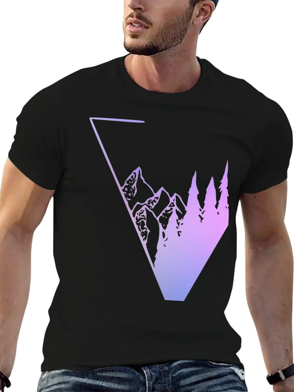Geometric Mountain & Tree Graphic Tee product image 9