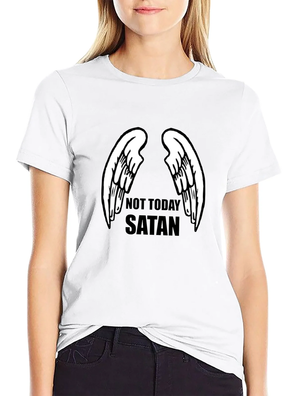 Not Today Satan Angel Wings Graphic Tee product image 11