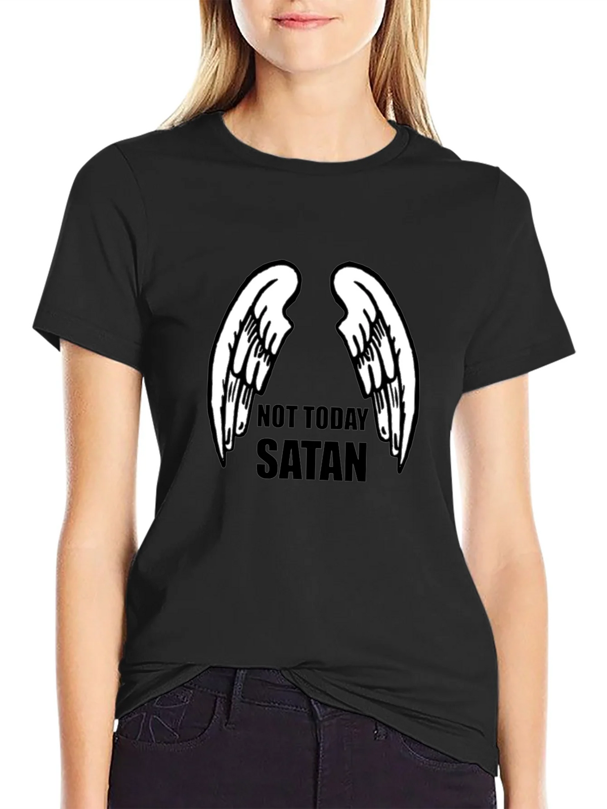 Not Today Satan Angel Wings Graphic Tee product image 5