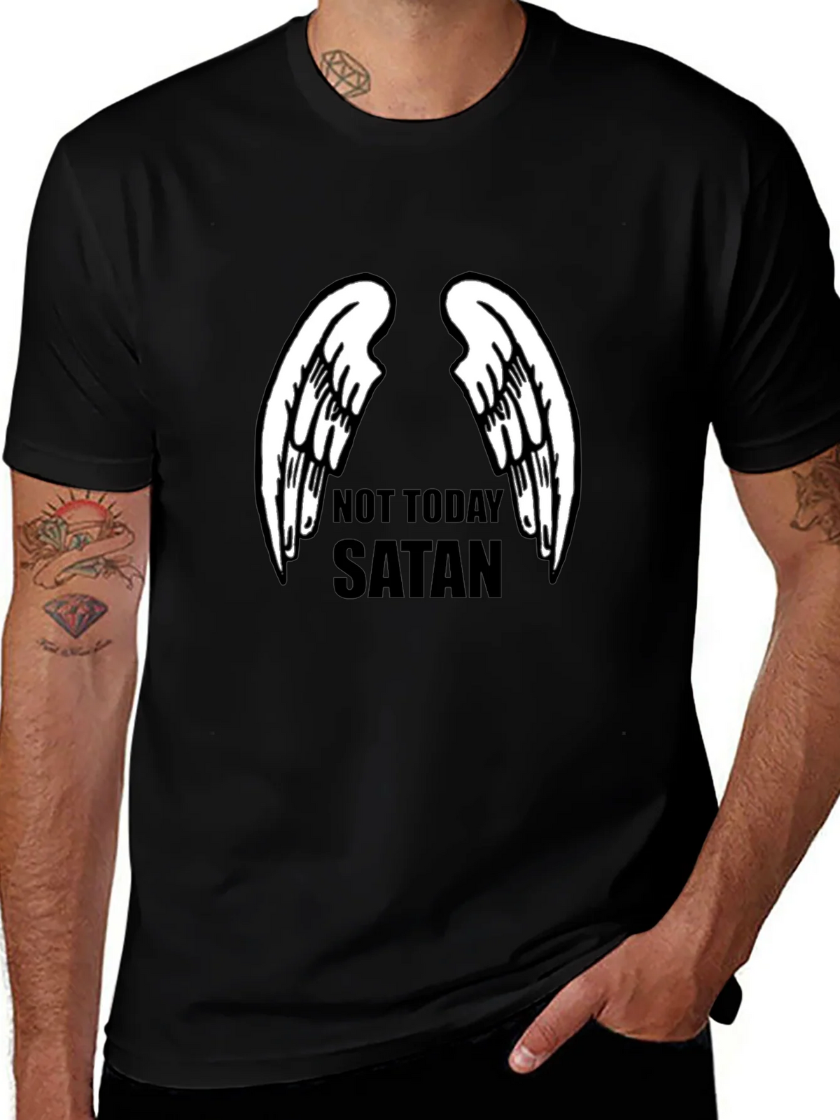 Not Today Satan Angel Wings Graphic Tee product image 1