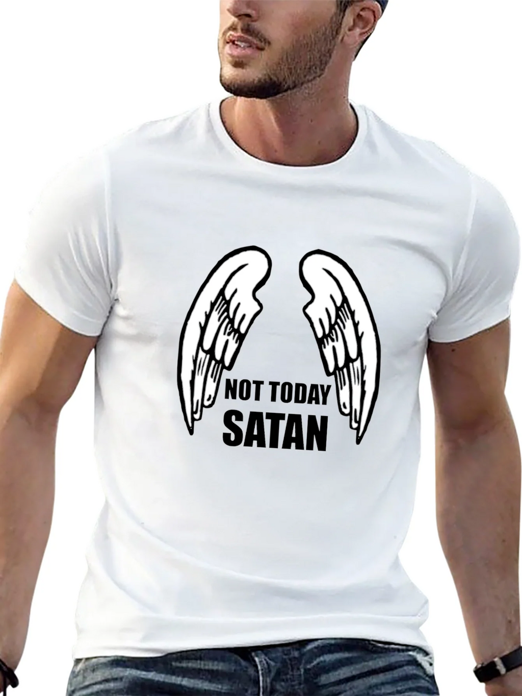 Not Today Satan Angel Wings Graphic Tee product image 4