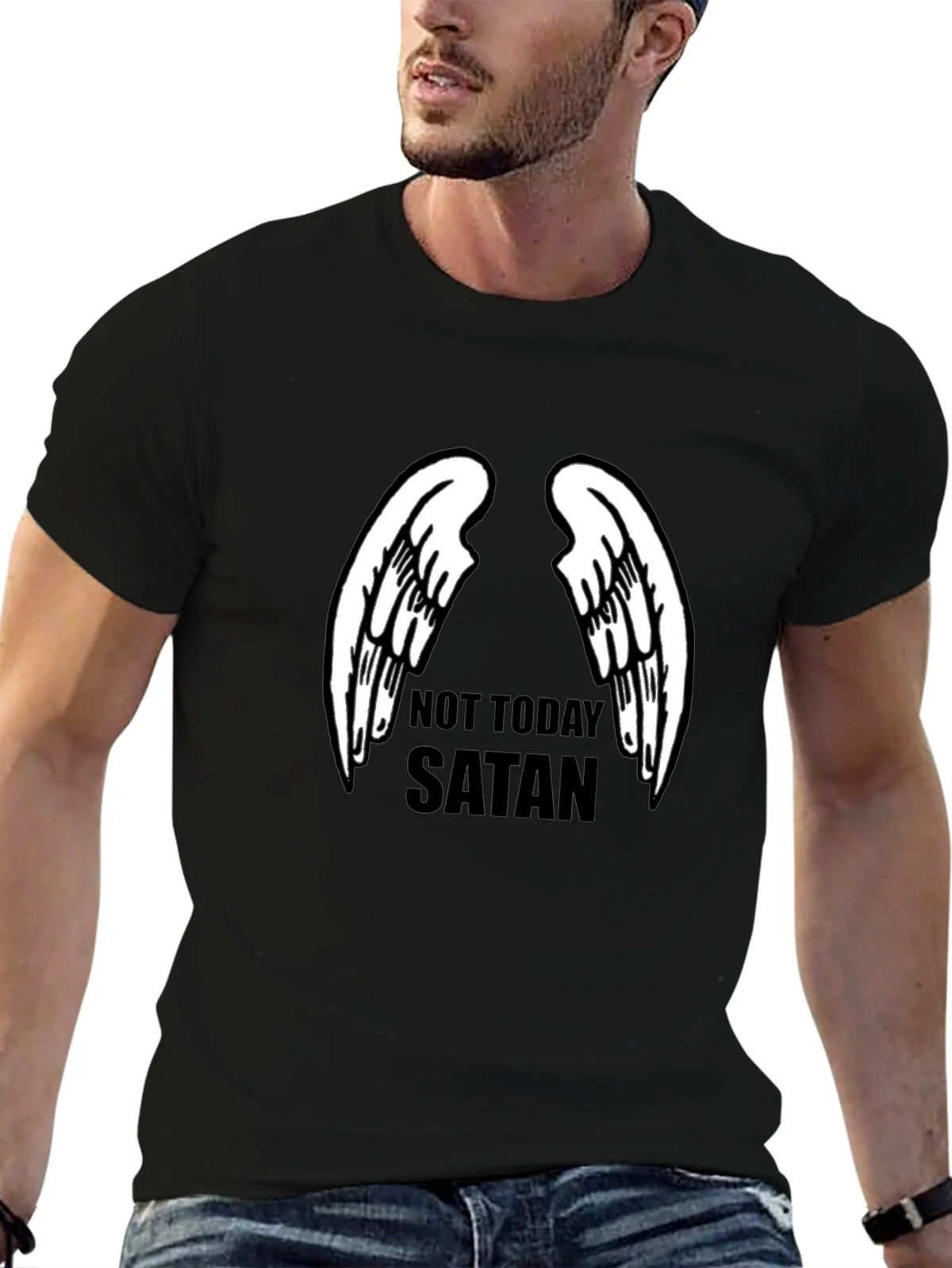 Not Today Satan Angel Wings Graphic Tee product image 9