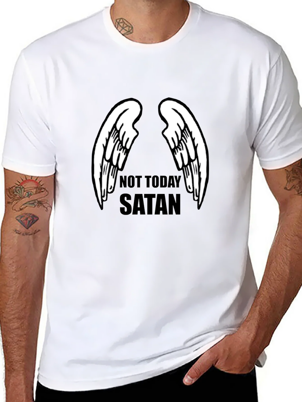 Not Today Satan Angel Wings Graphic Tee product image 10