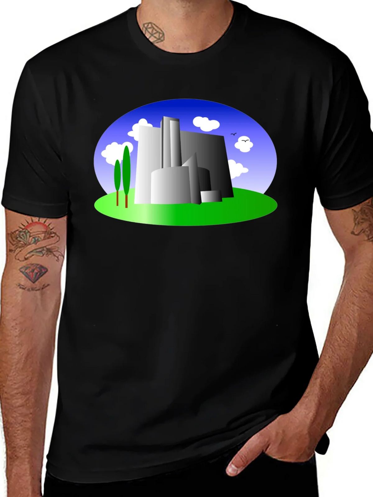 Abstract Building Graphic Tee - Modern Cityscape Shirt product image 1