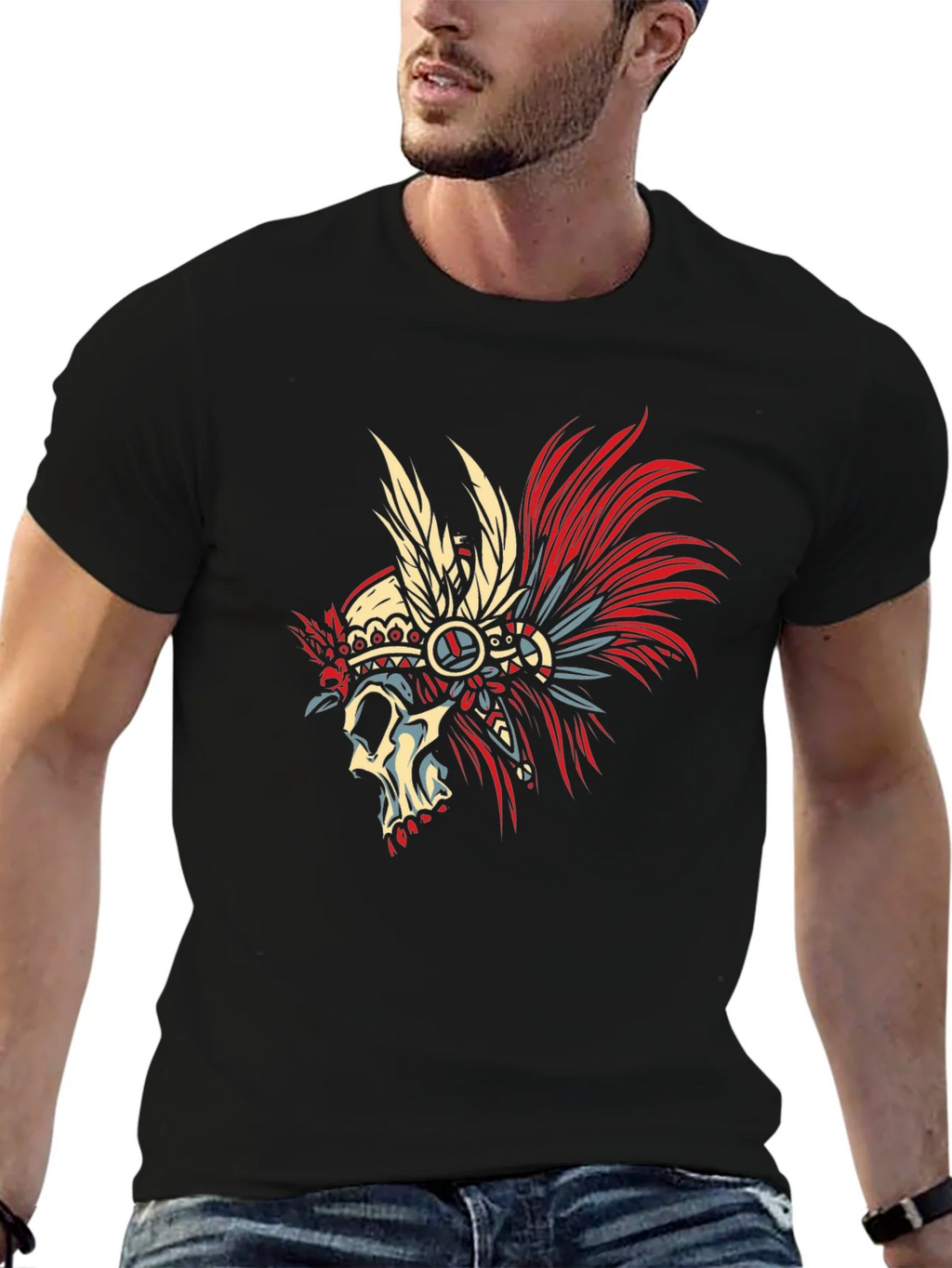 Skull Chief Black T-Shirt - Unique Graphic Tee product image 9