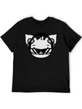 DJ Cat Graphic Tee - Cool Black Cotton T-Shirt product image 1