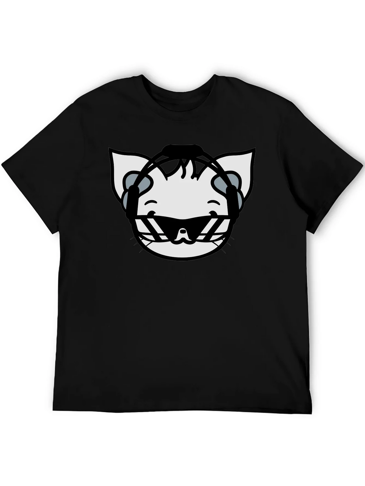 DJ Cat Graphic Tee - Cool Black Cotton T-Shirt product image 1