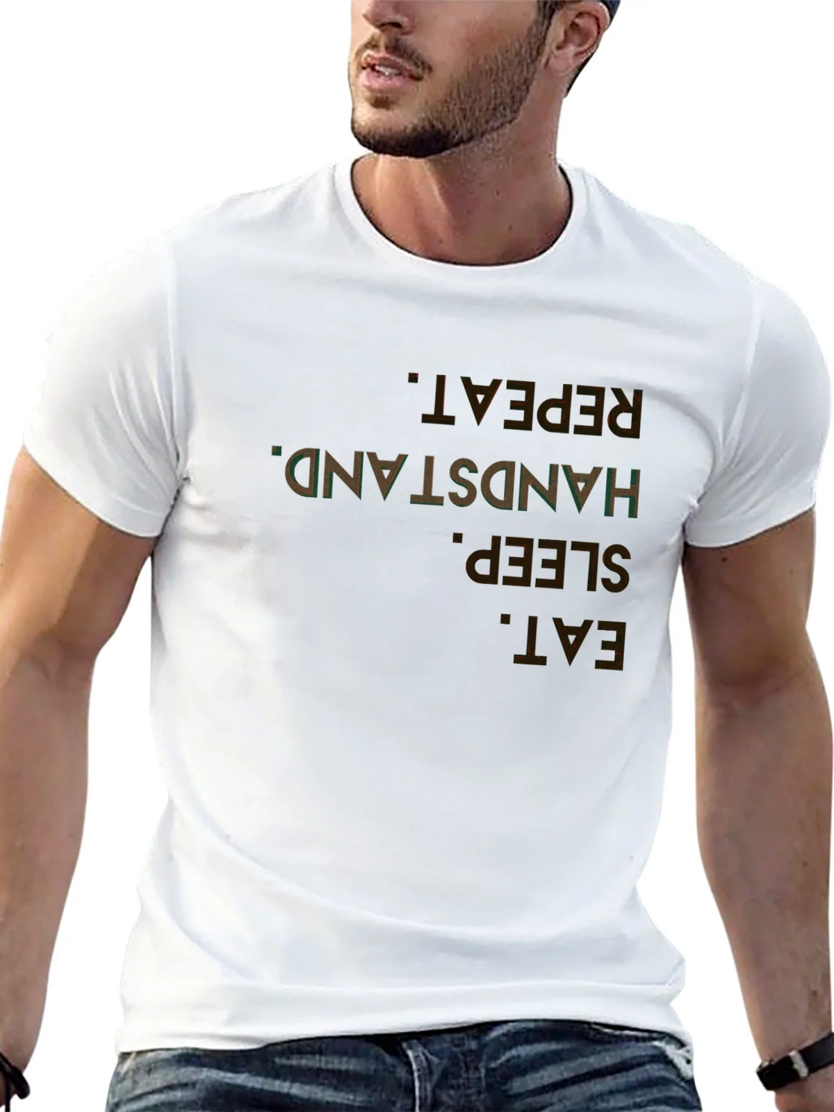 Eat Sleep Handstand Repeat Black T-Shirt product image 4