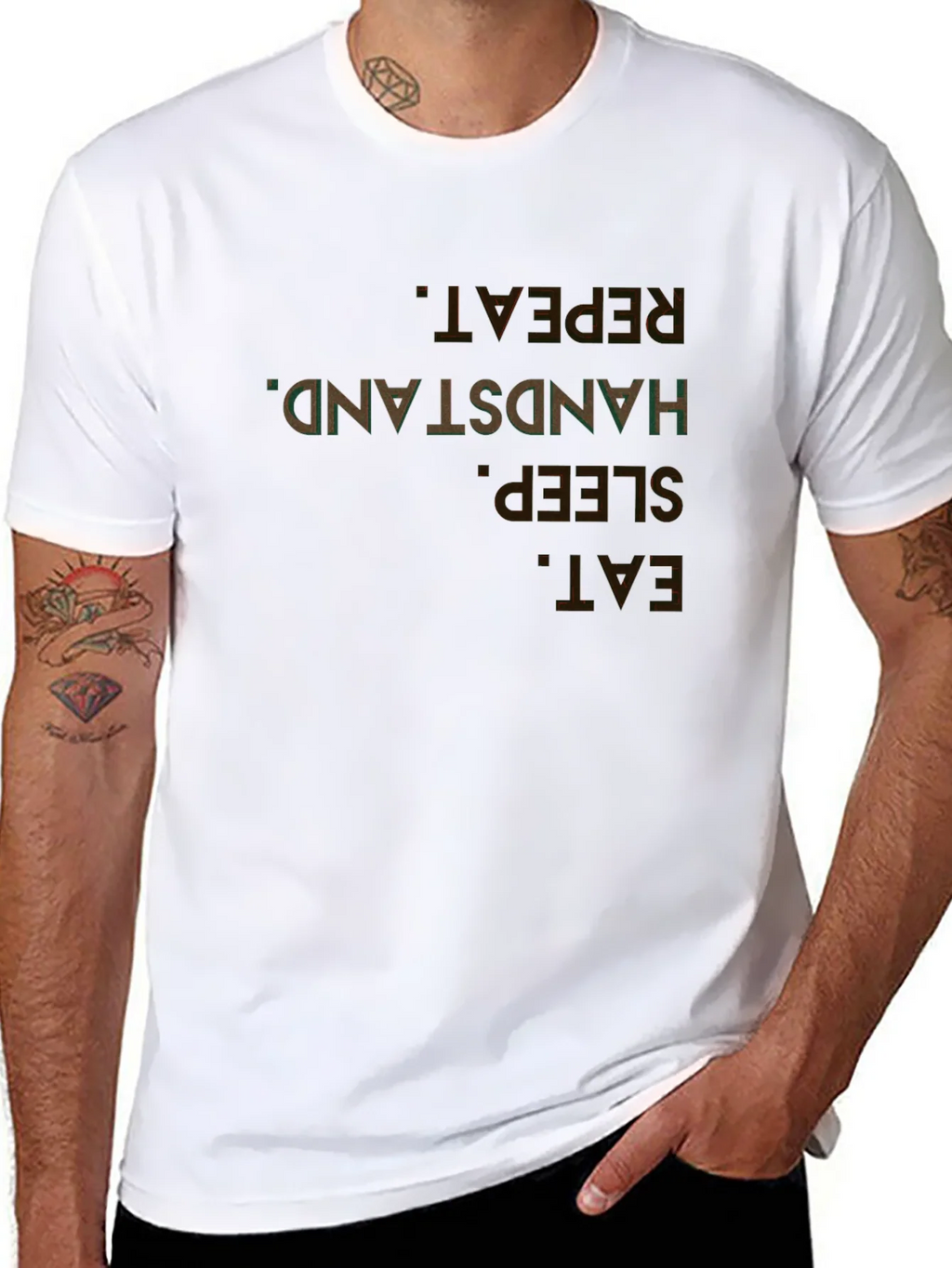Eat Sleep Handstand Repeat Black T-Shirt product image 10