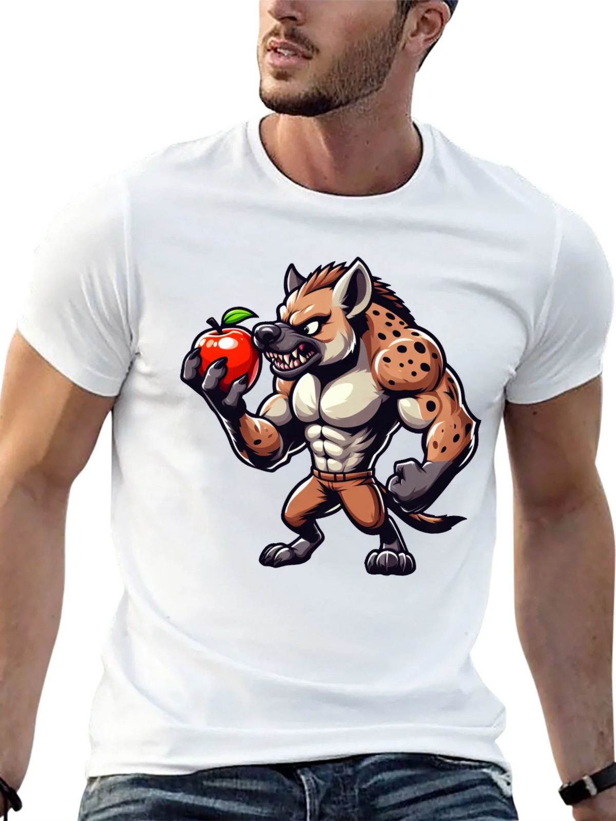 Hyena Apple Funny Graphic T-Shirt product image 4