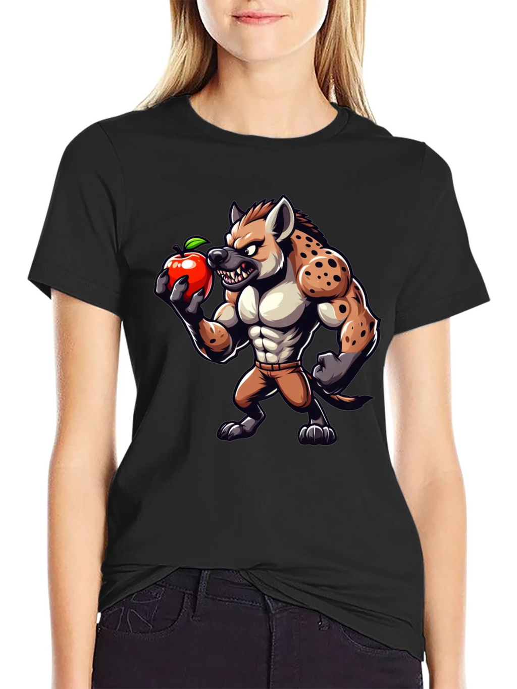 Hyena Apple Funny Graphic T-Shirt product image 5