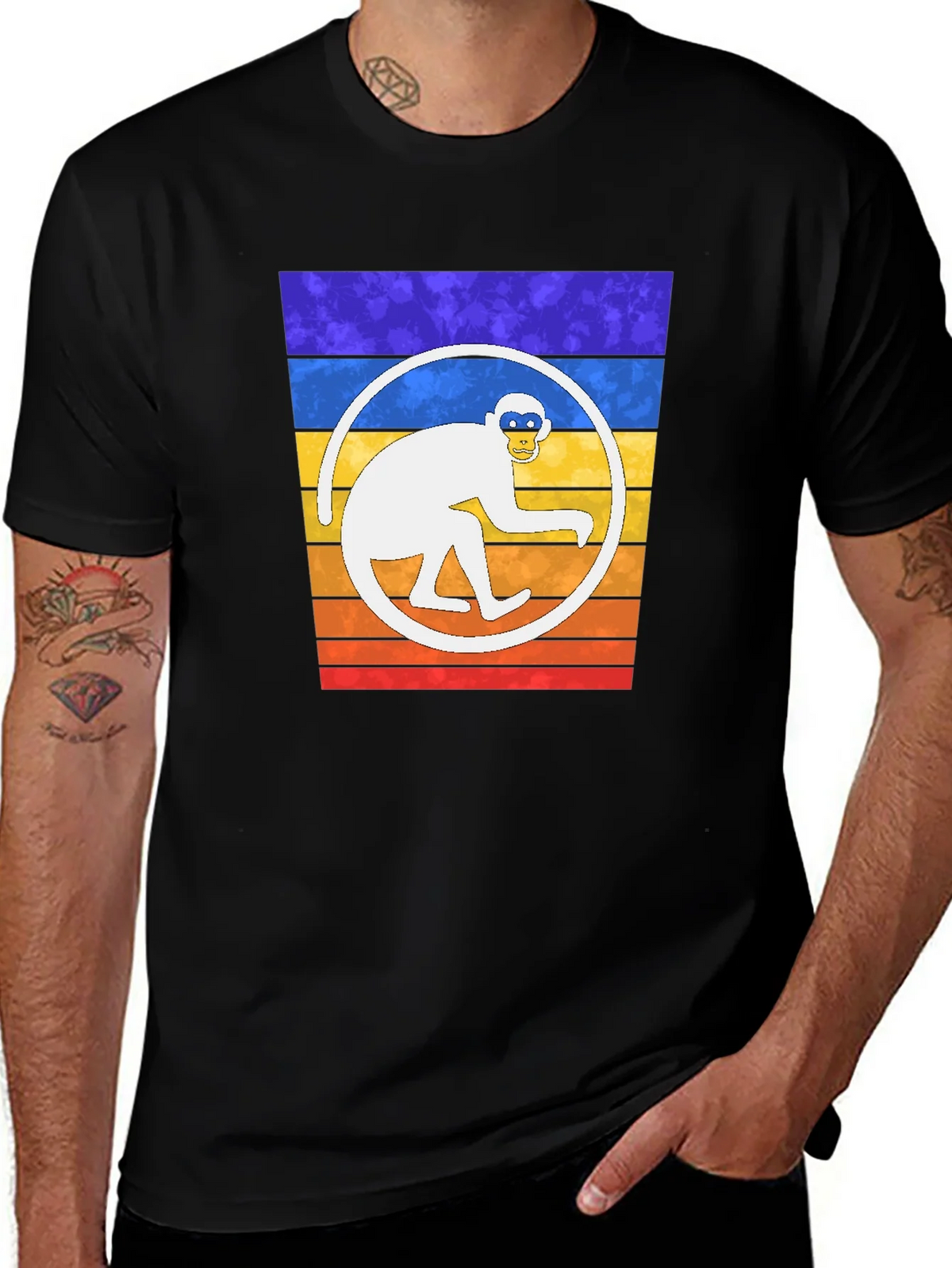 Retro Monkey Circle Graphic T-Shirt product image 1