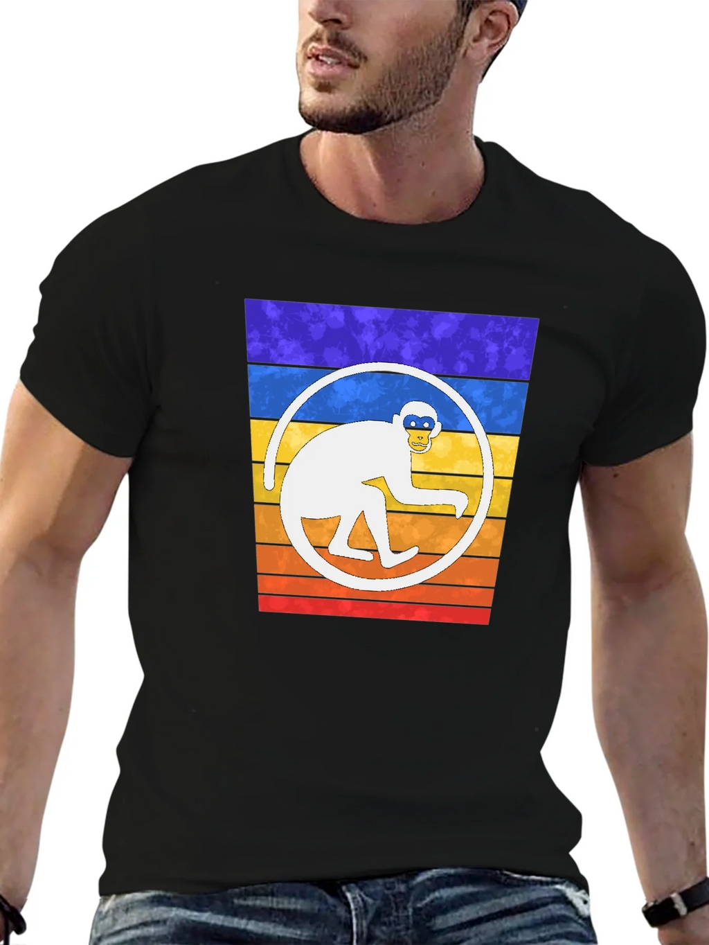 Retro Monkey Circle Graphic T-Shirt product image 9