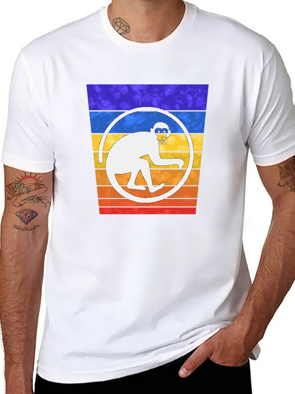 Retro Monkey Circle Graphic T-Shirt product image 10