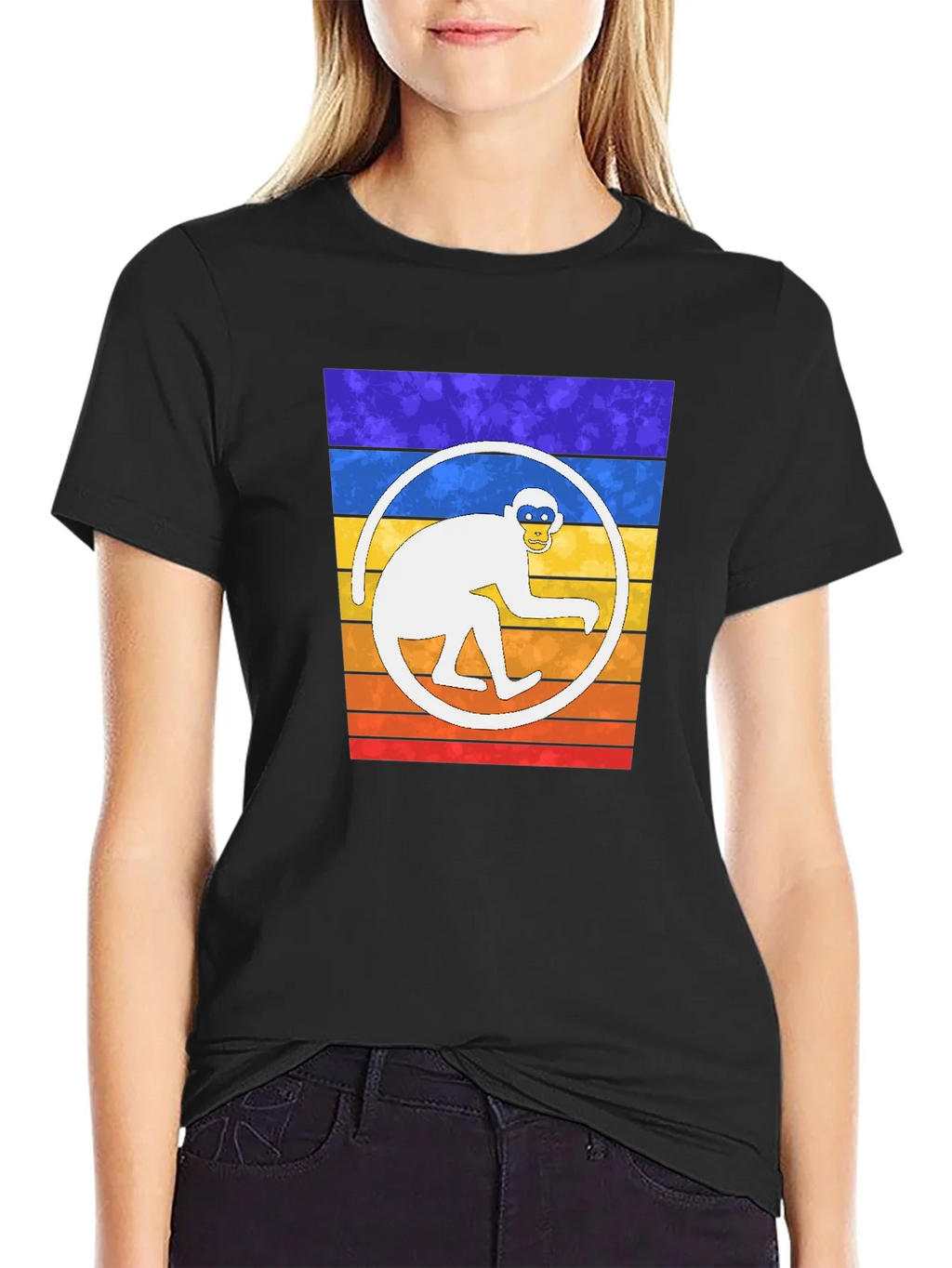 Retro Monkey Circle Graphic T-Shirt product image 5