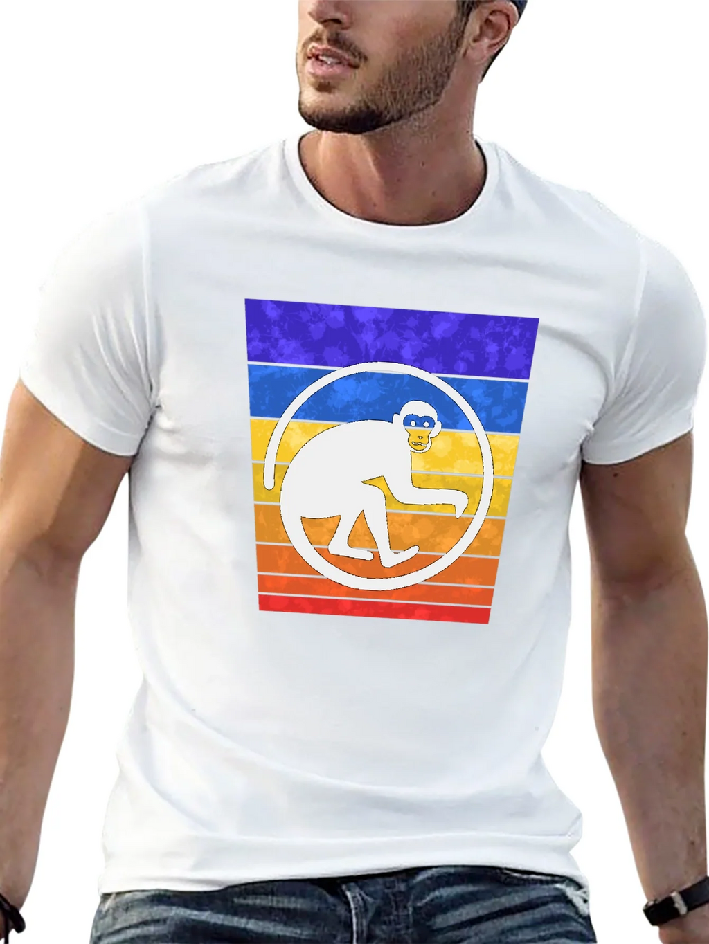 Retro Monkey Circle Graphic T-Shirt product image 4