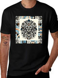 Tribal Lion Graphic Tee - Stylish Mens Black T-Shirt product image 1
