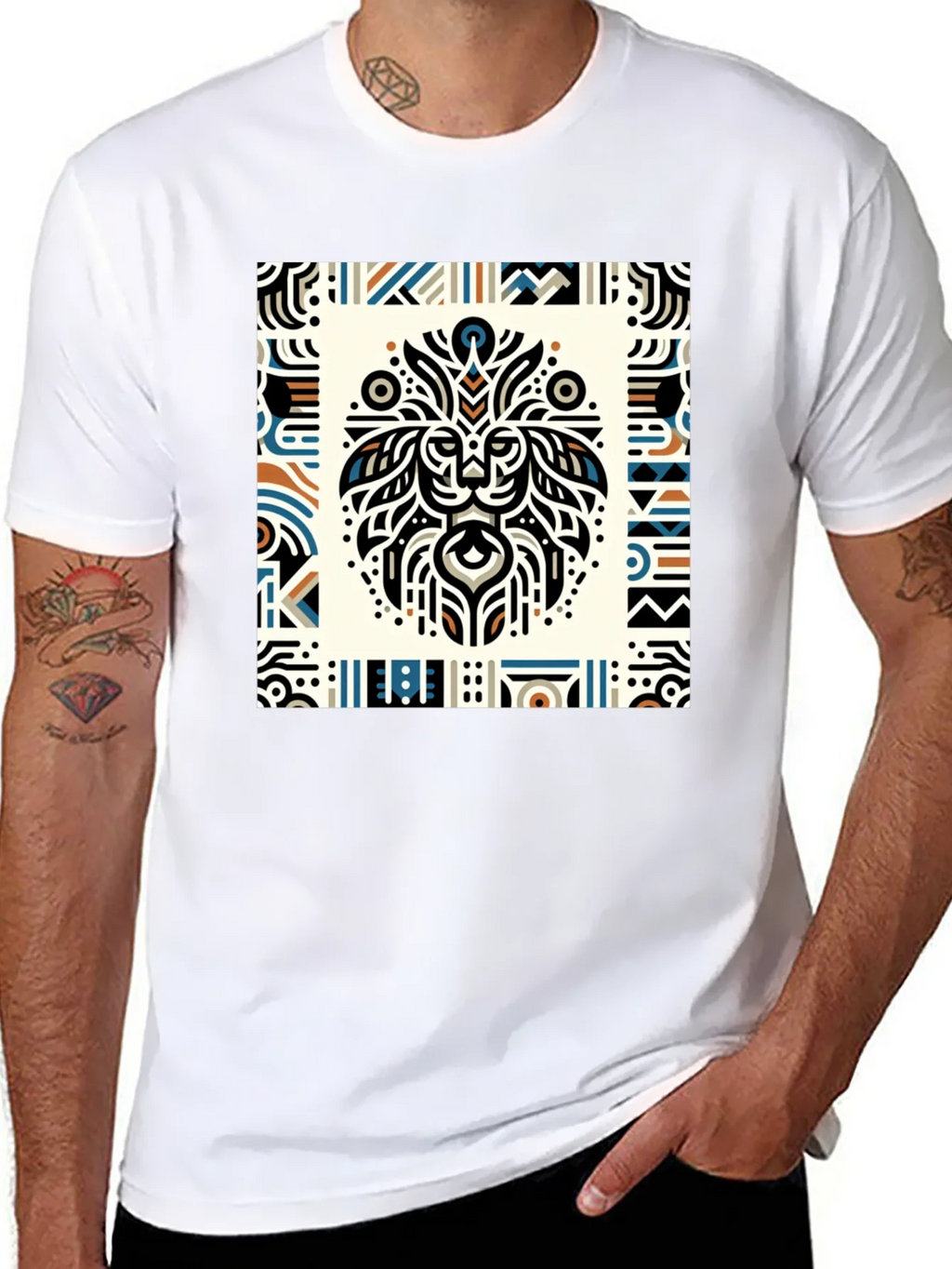 Tribal Lion Graphic Tee - Stylish Mens Black T-Shirt product image 10