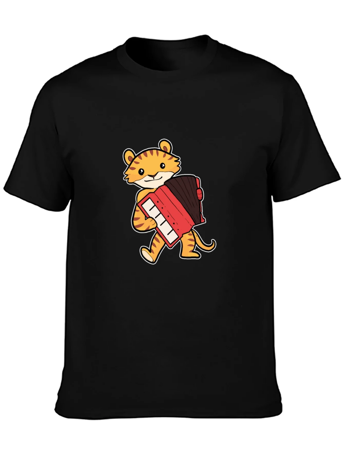 Tiger Accordion Player Black T-Shirt product image 6