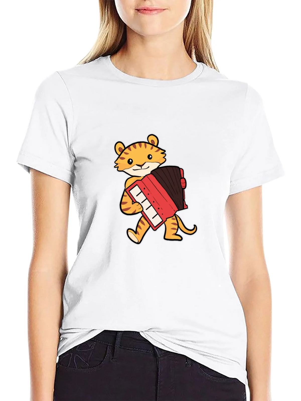Tiger Accordion Player Black T-Shirt product image 11