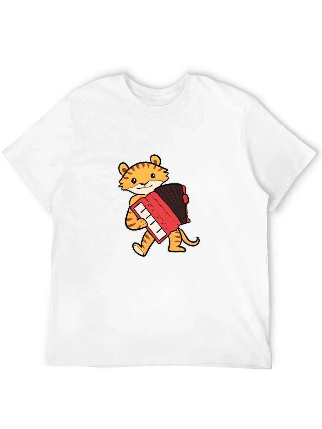 Tiger Accordion Player Black T-Shirt product image 3