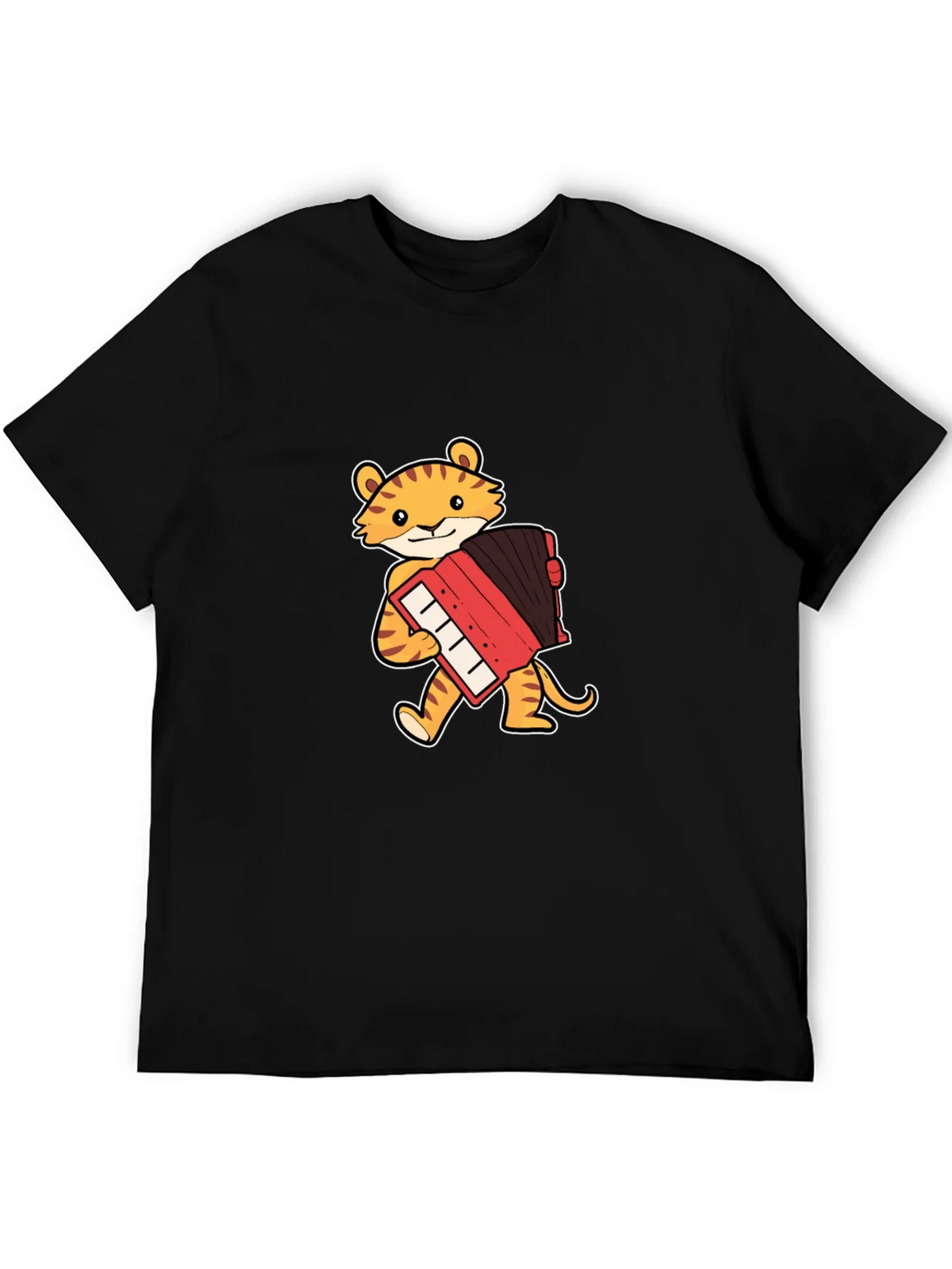 Tiger Accordion Player Black T-Shirt product image 8