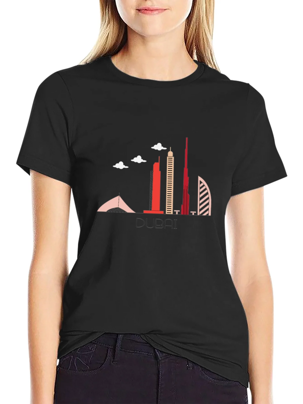 Dubai Skyline Black Graphic T-Shirt product image 5