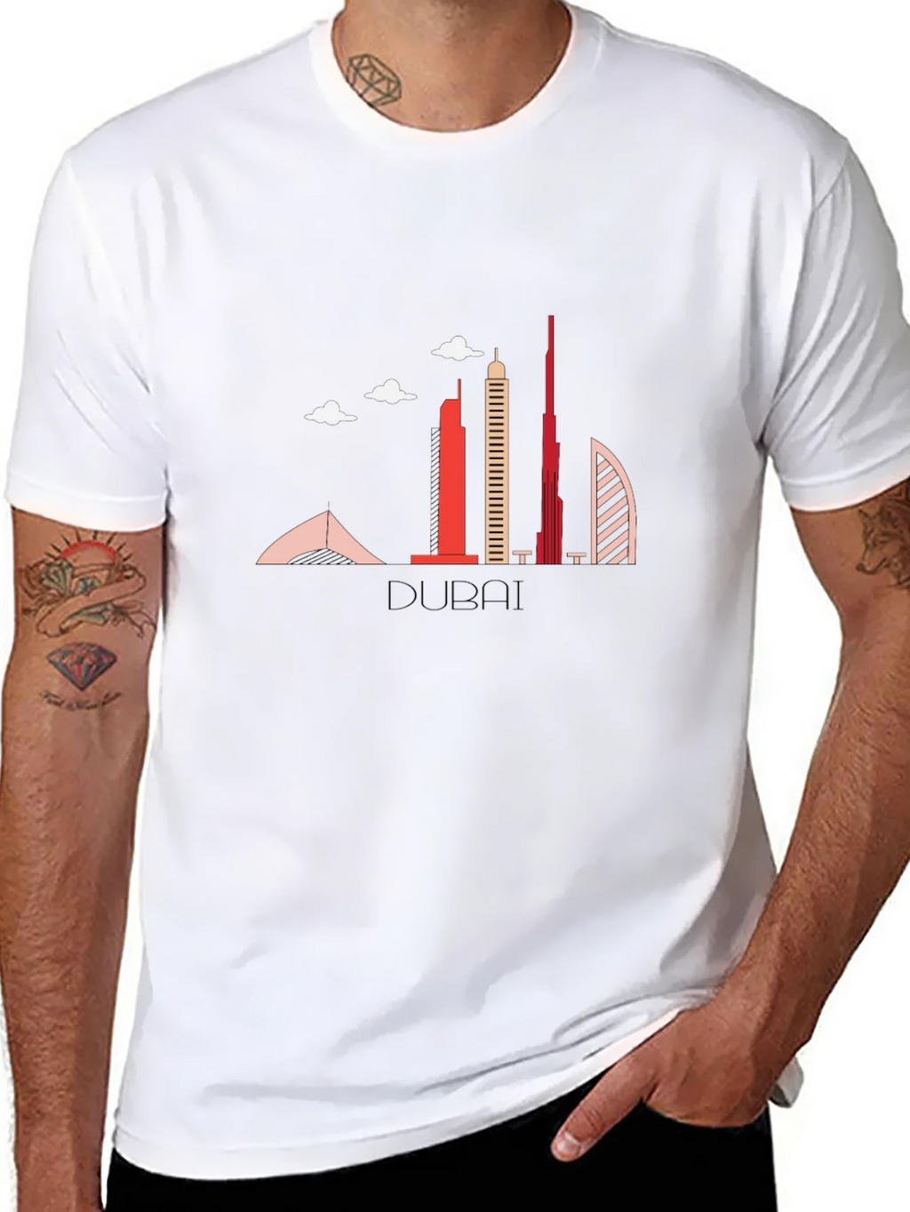 Dubai Skyline Black Graphic T-Shirt product image 10