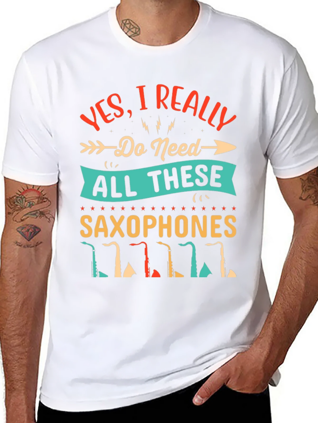 Saxophone Lover T-Shirt - I Need All These Saxophones! product image 10