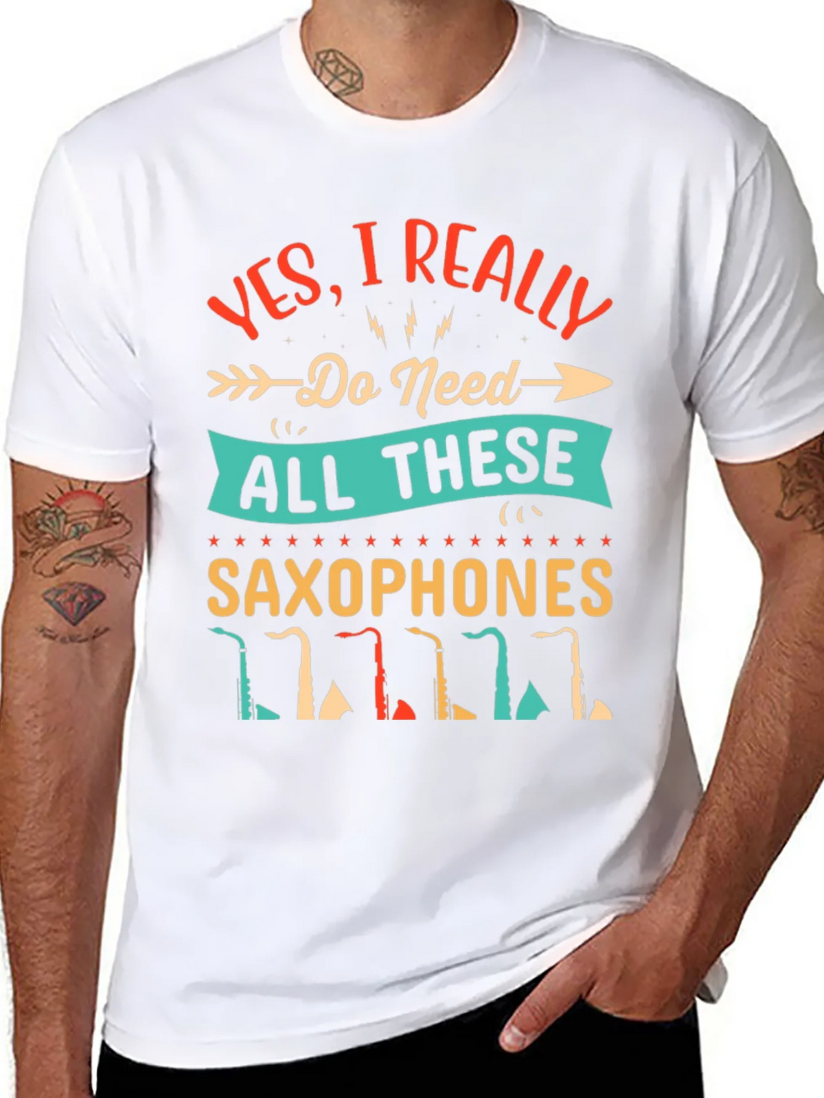 Saxophone Lover T-Shirt - I Need All These Saxophones! product image 10