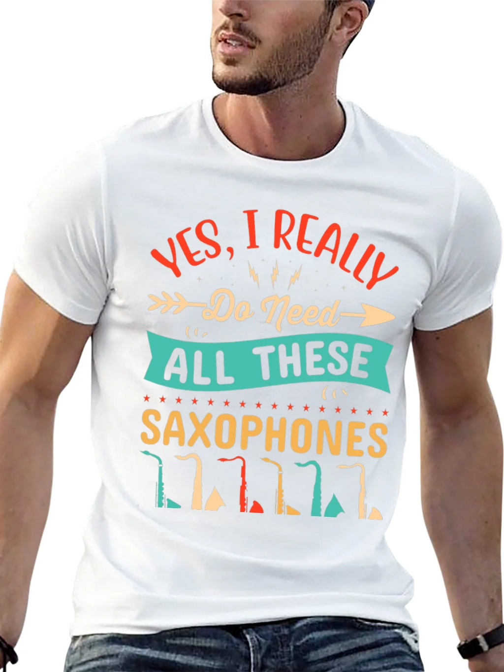Saxophone Lover T-Shirt - I Need All These Saxophones! product image 4