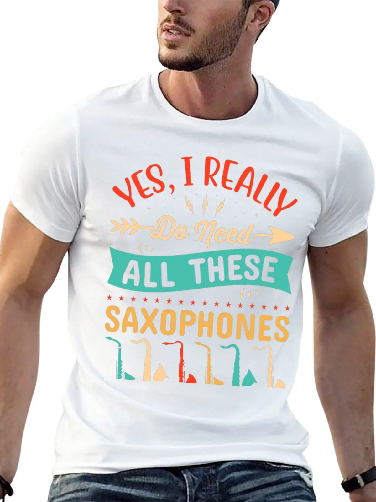 Saxophone Lover T-Shirt - I Need All These Saxophones! product image 4