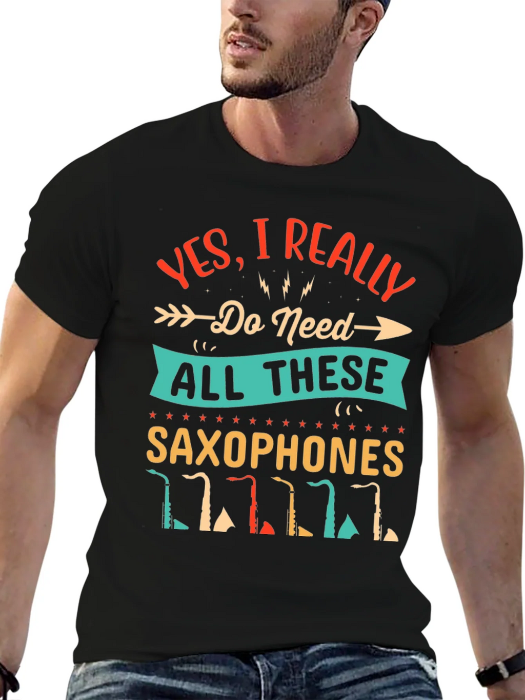 Saxophone Lover T-Shirt - I Need All These Saxophones! product image 9