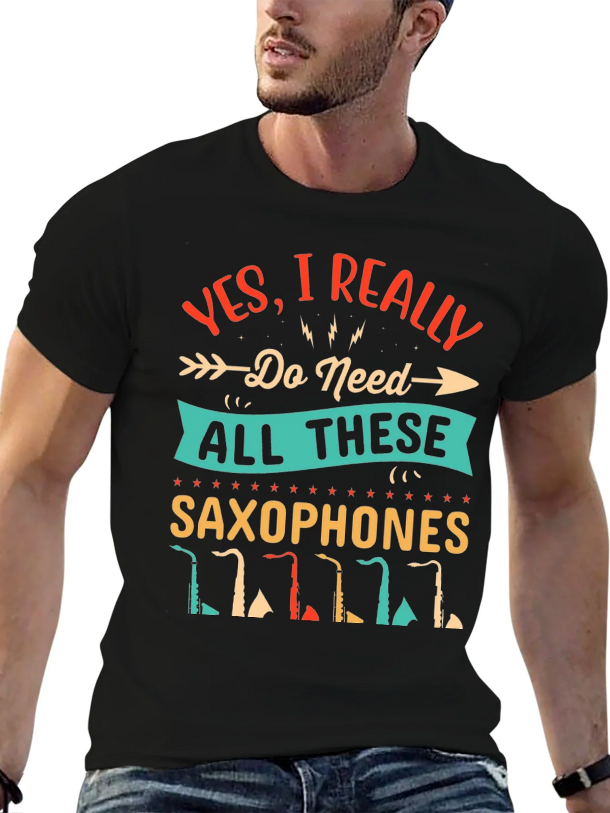 Saxophone Lover T-Shirt - I Need All These Saxophones! product image 9