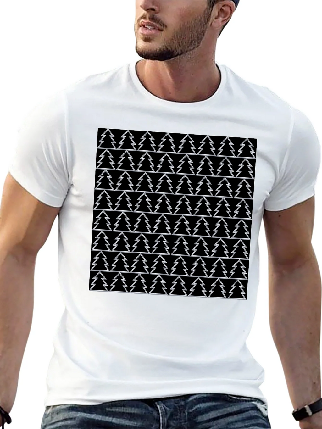 Christmas Tree Pattern Black T-Shirt product image 4