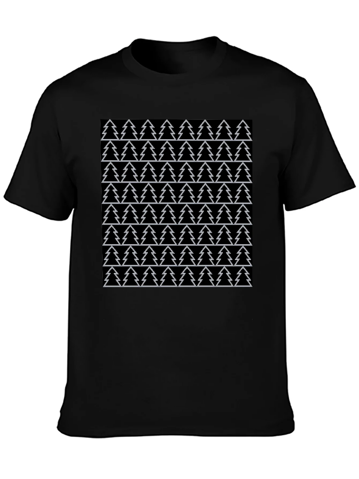 Christmas Tree Pattern Black T-Shirt product image 6
