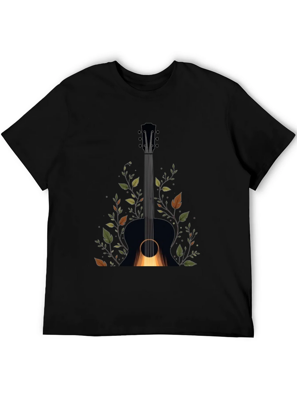 Guitar & Foliage Graphic Tee - Black Cotton Blend product image 8