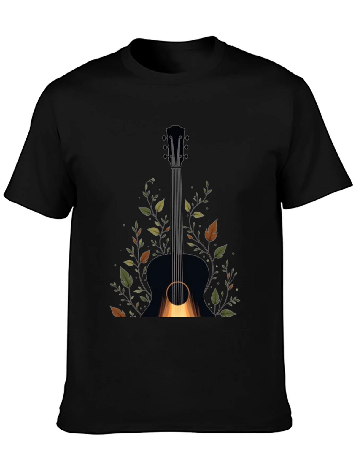 Guitar & Foliage Graphic Tee - Black Cotton Blend product image 6