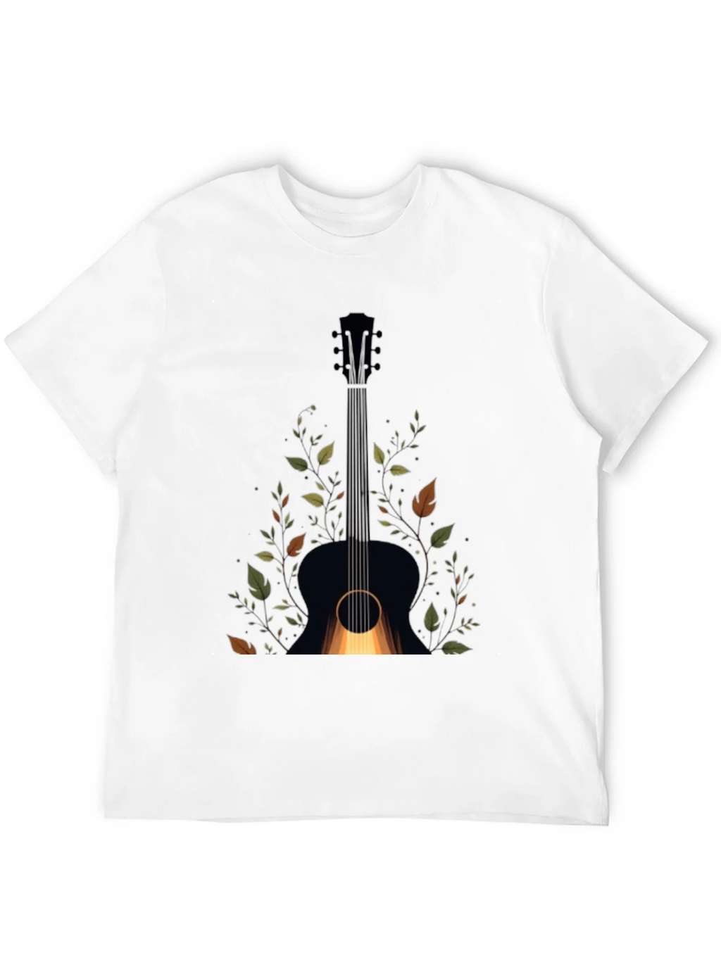 Guitar & Foliage Graphic Tee - Black Cotton Blend product image 3