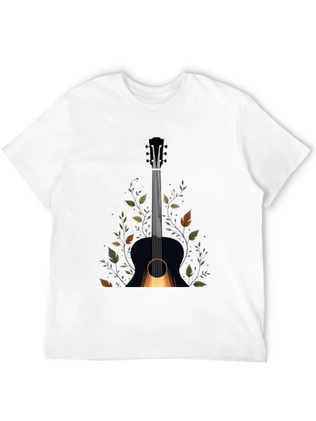 Guitar & Foliage Graphic Tee - Black Cotton Blend product image 3